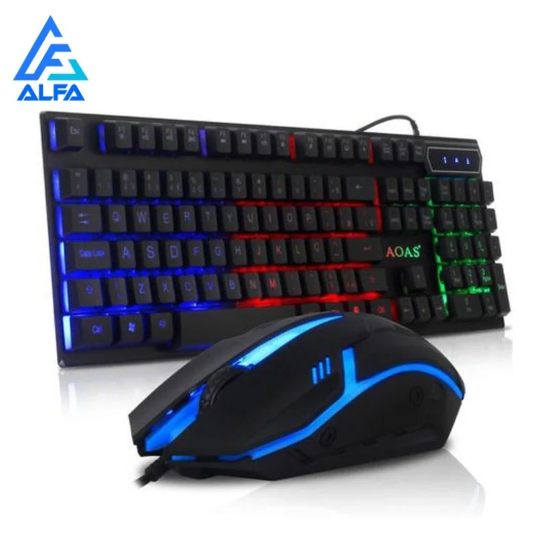 ALFA Kit Teclado Mouse Gamer 3200dpi Semi Mecânico Rgb Led Original M300